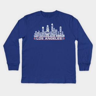 Los Angeles Baseball Team All Time Legends, Los Angeles City Skyline Kids Long Sleeve T-Shirt